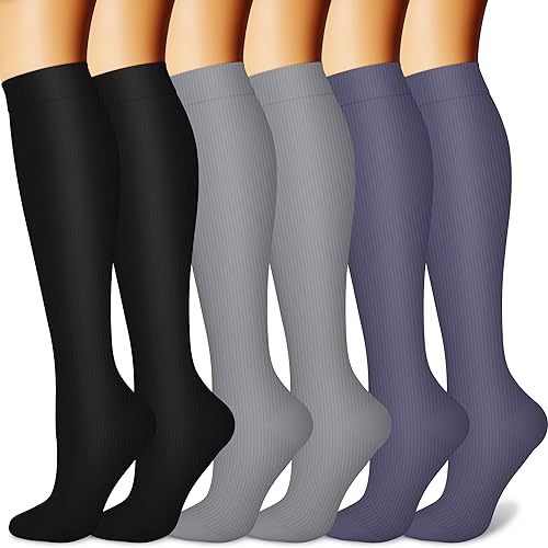 Black Grey Knee High Compression Socks