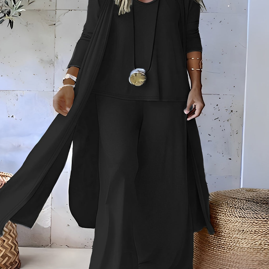 Billowy Plus Size 3pcs Pants Set