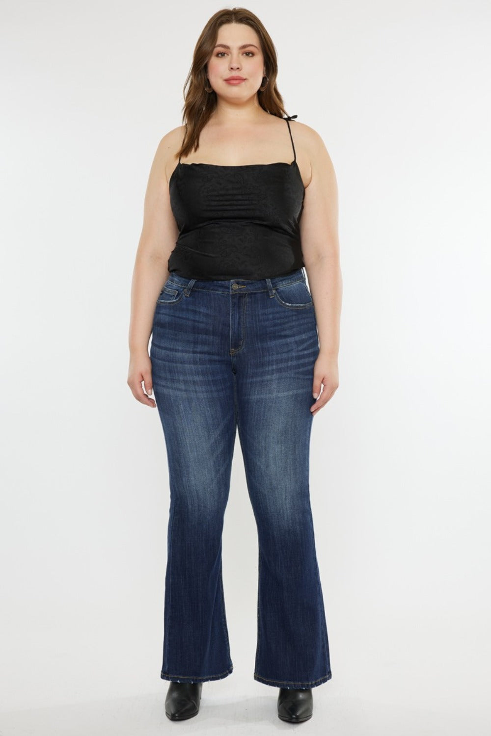 Light Stretch Plus Size Mid Rise Flare Jeans