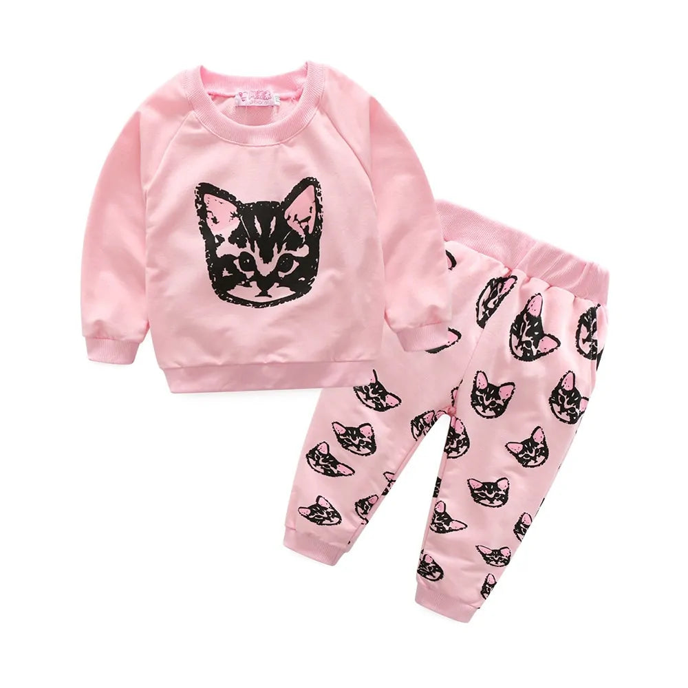 Cat Graphic Clothing Sets For Girls