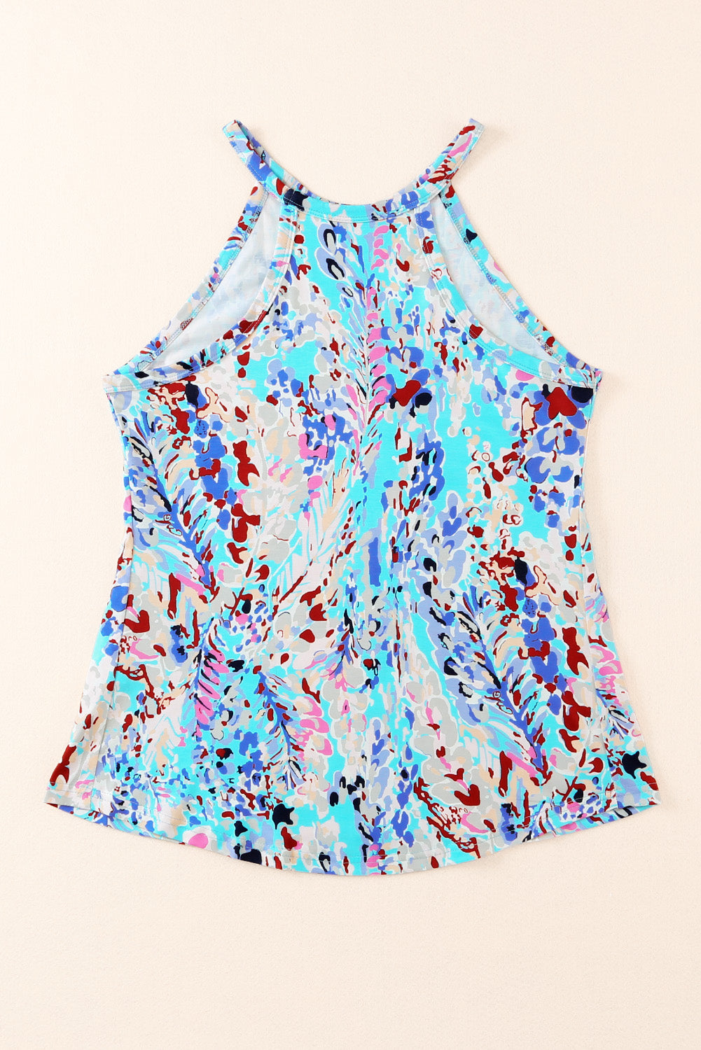 Multicolor Floral Print Round Neck Plus Size Tank Top