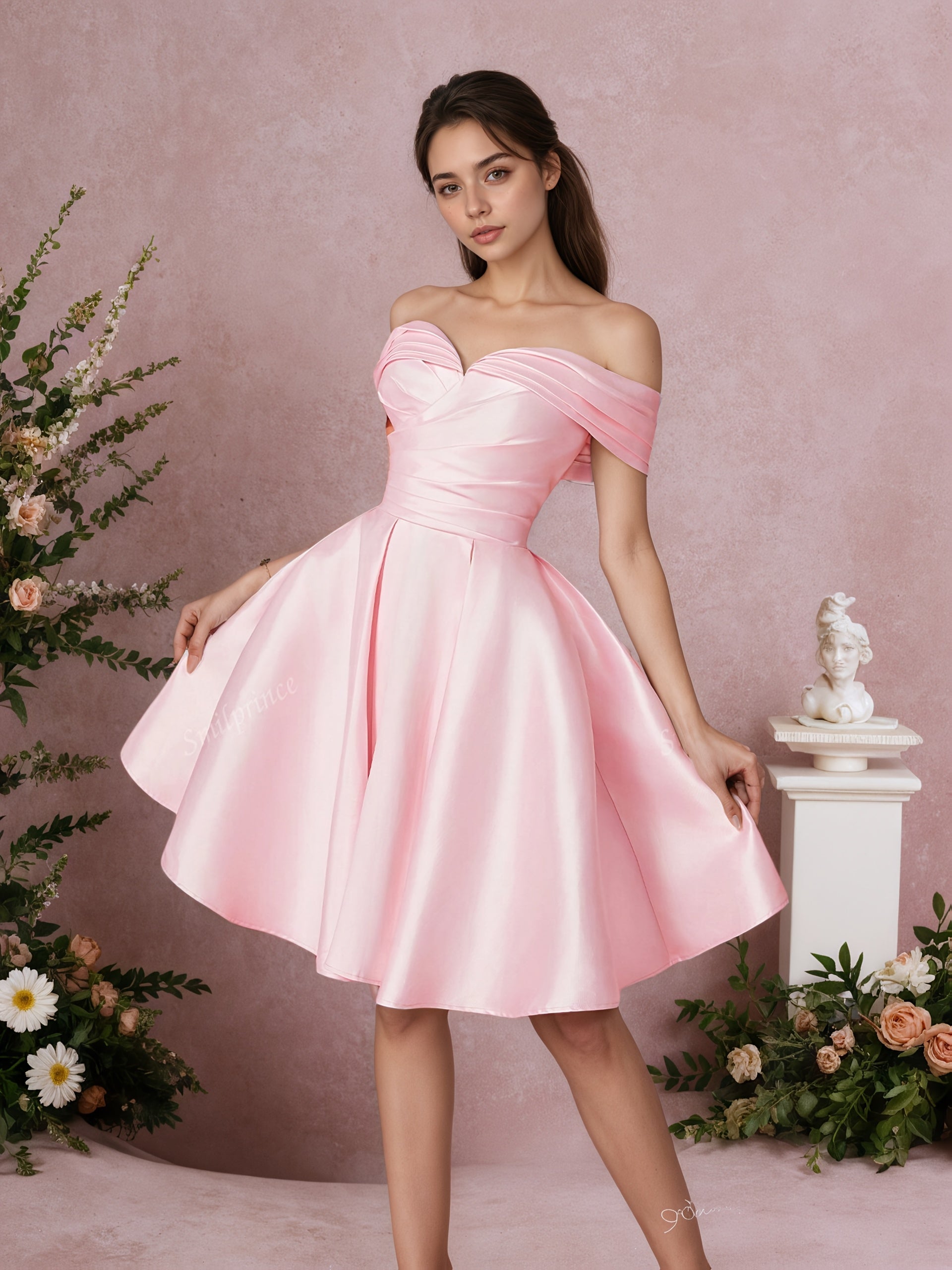 Elegant Sweetheart Off Shoulder Full Skirt Party Dress