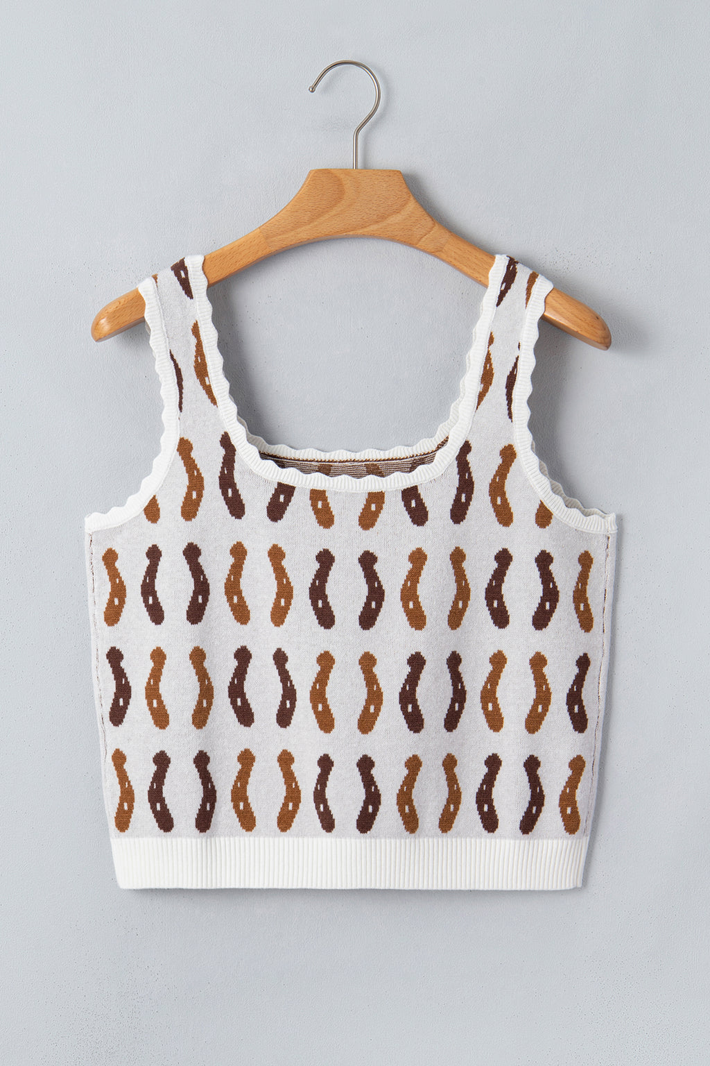 Western Leopard Horseshoe Tank Top – Scalloped Square Neck Knit Cami Dear-Lover Dropshipping Sweaters & Cardigans/Sweater Vests