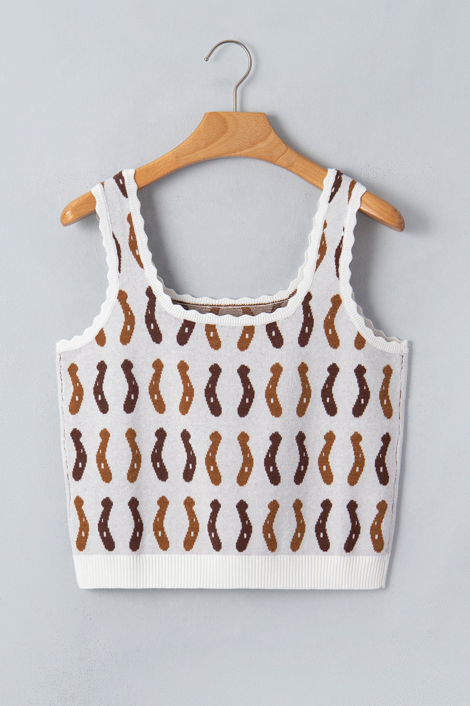 Western Leopard Horseshoe Tank Top – Scalloped Square Neck Knit Cami Dear-Lover Dropshipping Sweaters & Cardigans/Sweater Vests