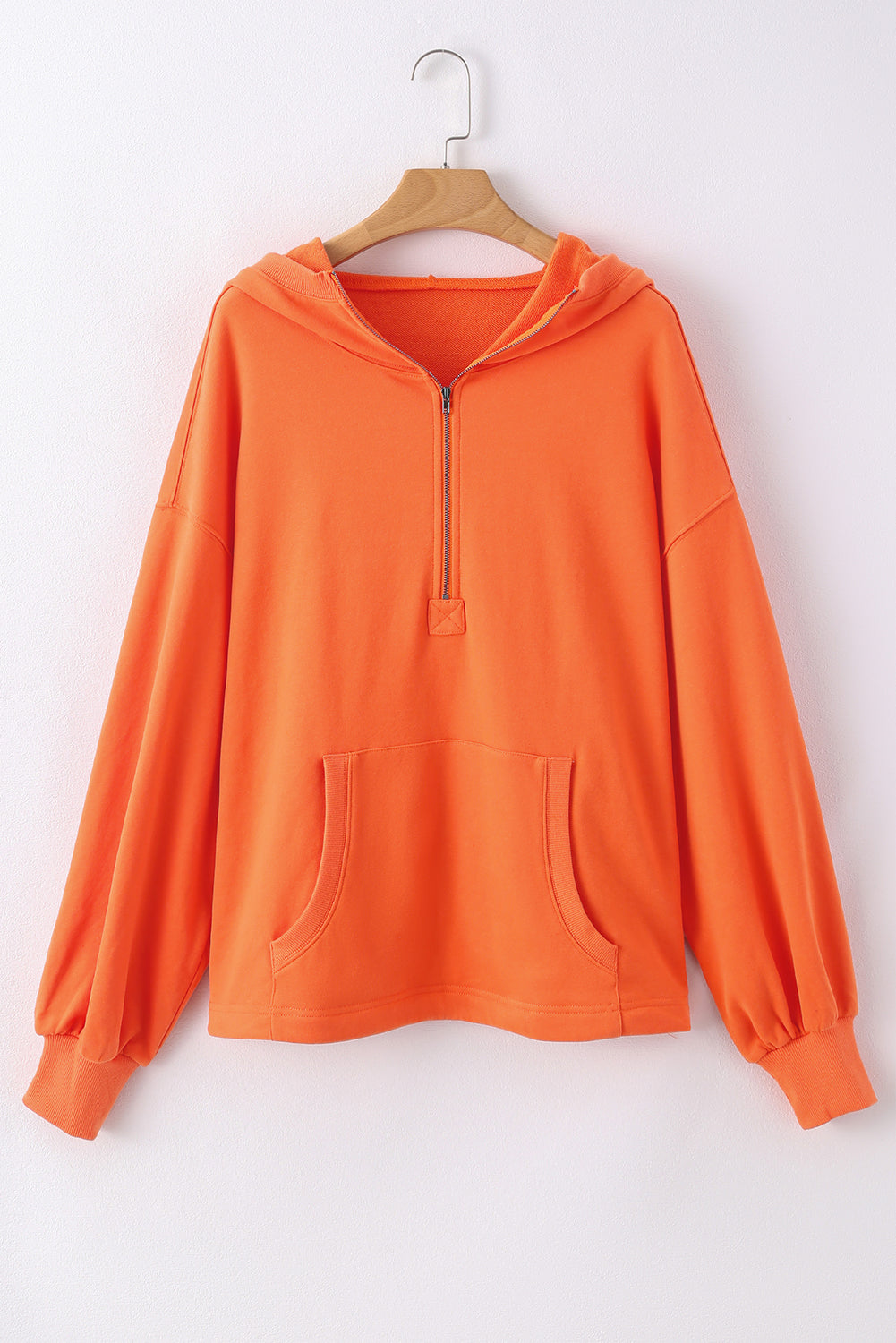 Orange Half Zip Oversized Hoodie