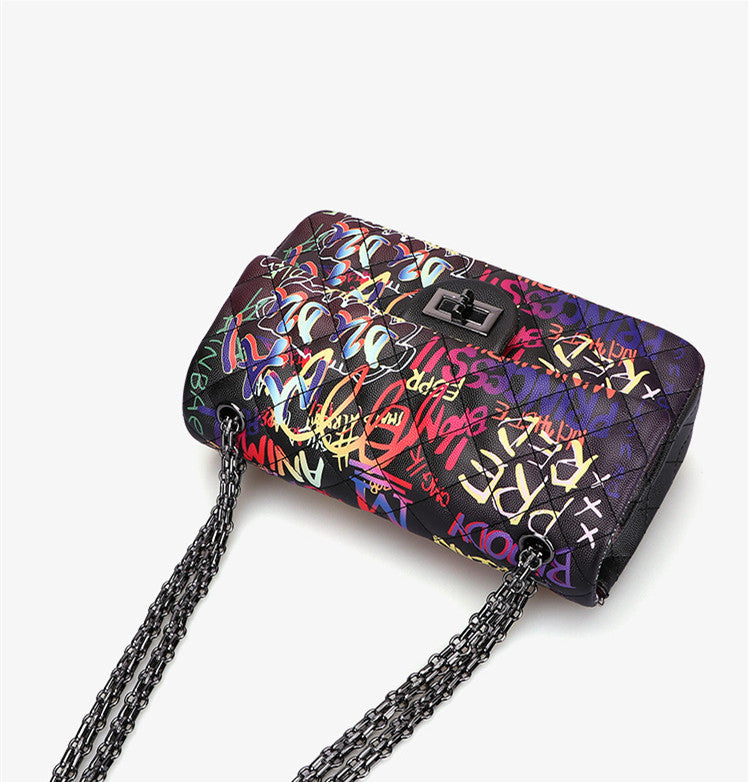 Graffiti Rhombus Chain Purse - Bazaare Mart