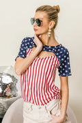 BiBi American Flag Theme Front Cut Out Top RED STRIPE Bazaare Mart BiBi American Flag Theme Front Cut Out Top