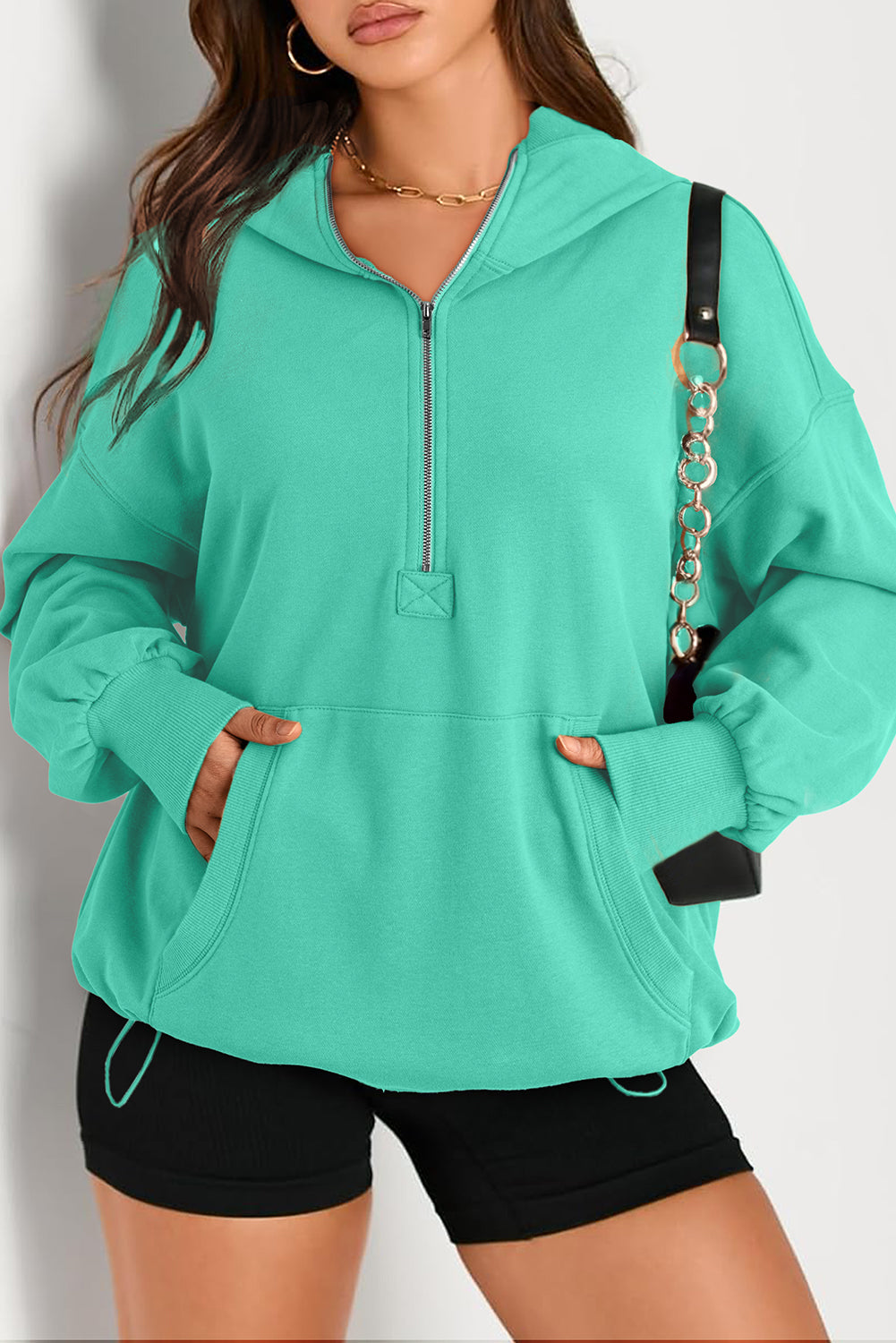 Teal Half Zip Hoodie
