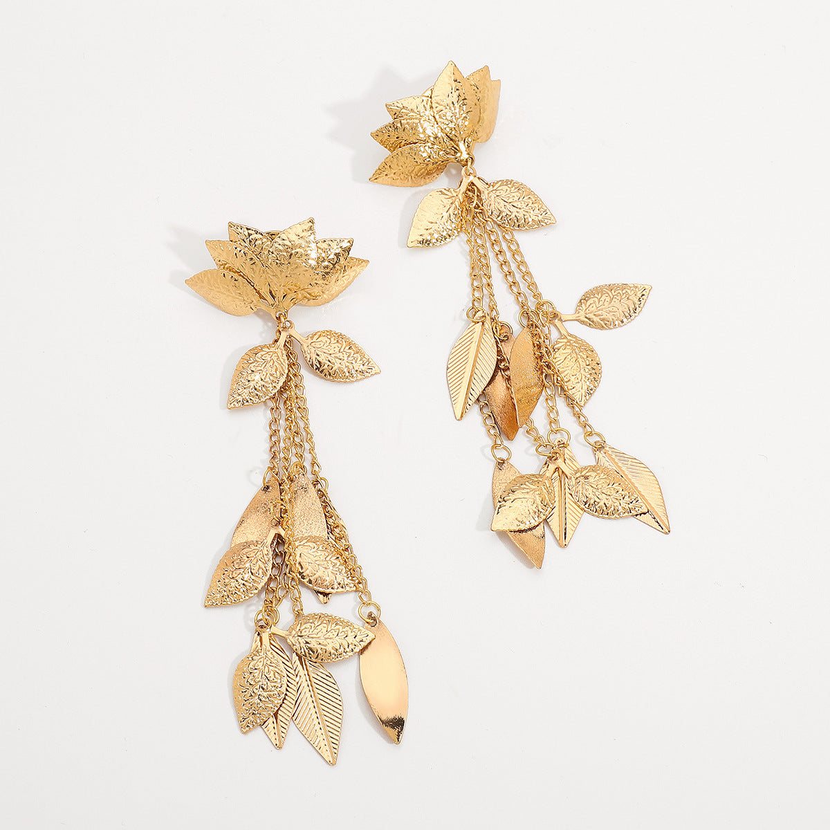Dramatic Gold Lotus Earrings
