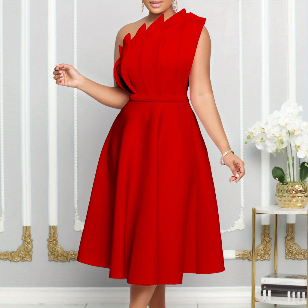 Pleated High-Waisted Bridesmaid Dress
