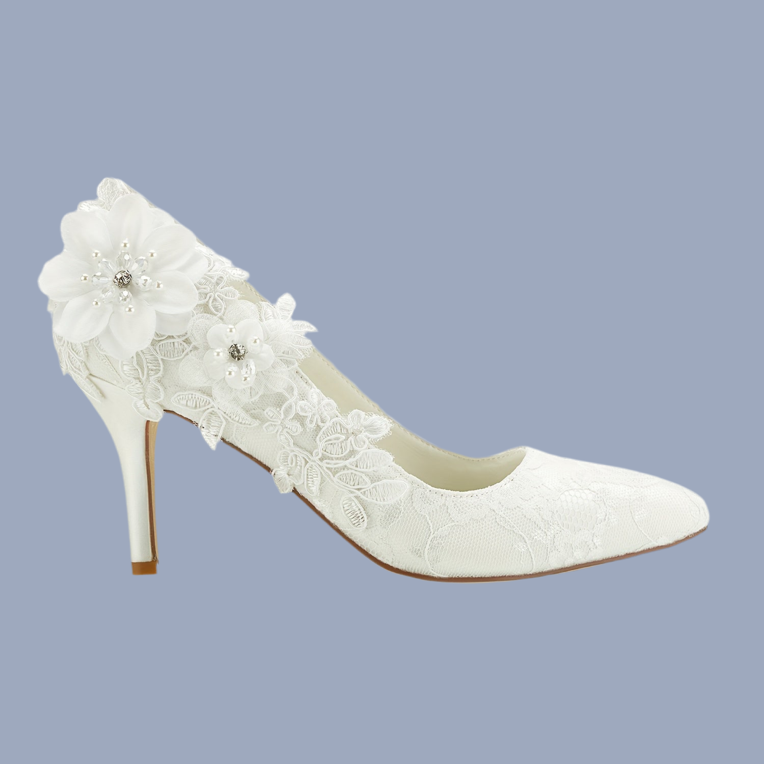 White Flower Wedding High Heels