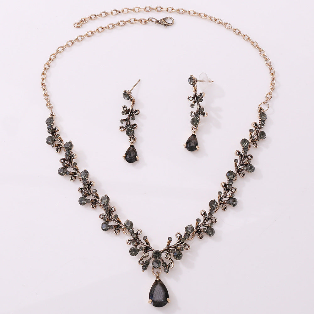 Zircon Bridal Earrings and Necklace Set