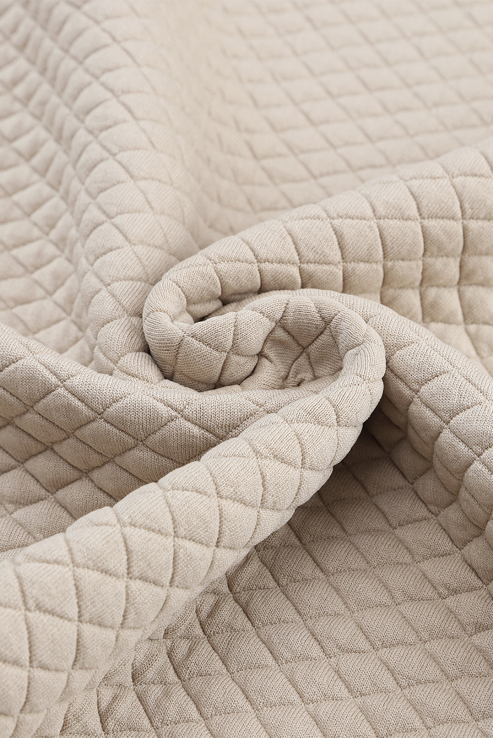 Solid Half Zipper Quilted Pullover Sweatshirt