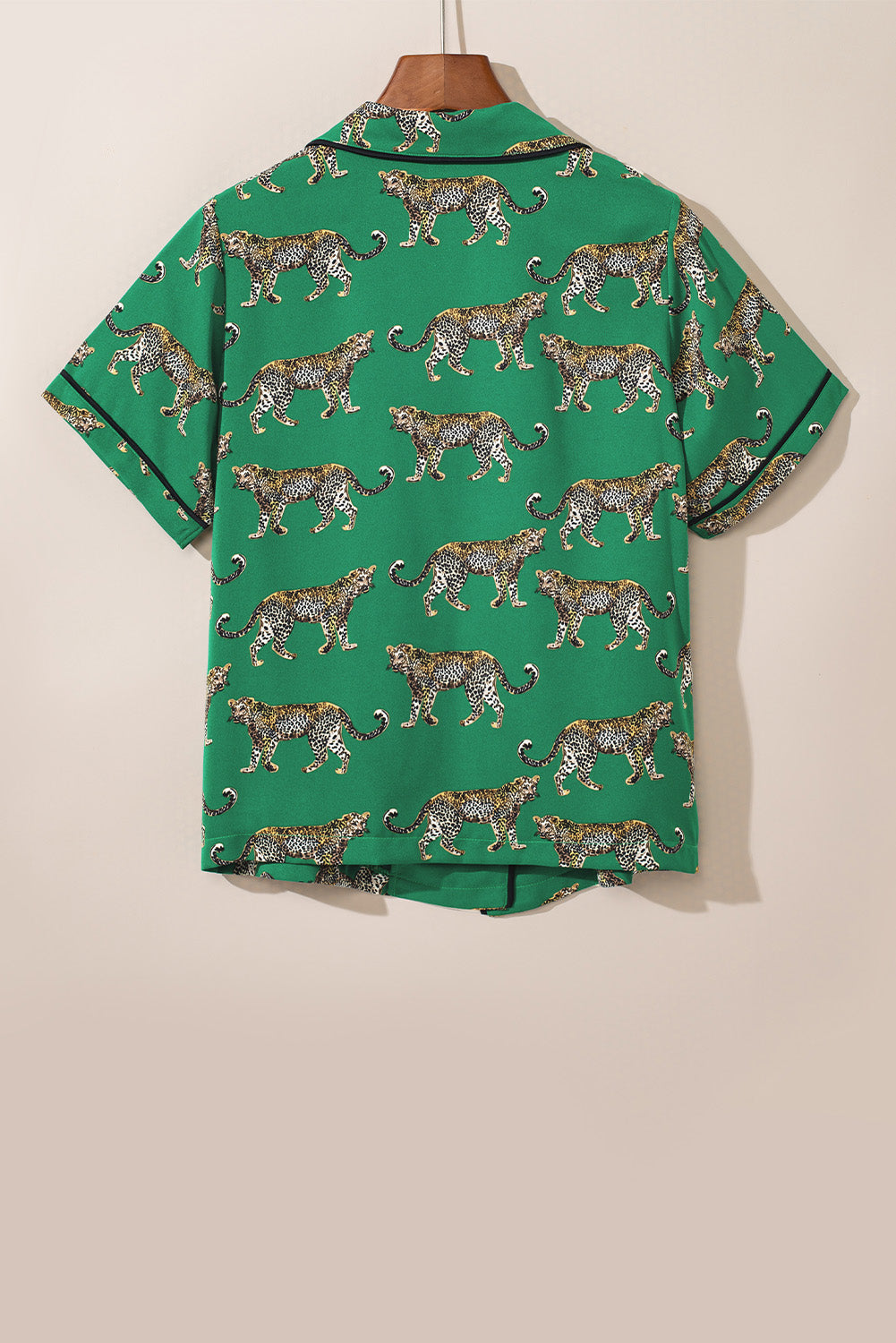 Green Cheetah Print Short Sleeve PJs Shewin Lady's PJs