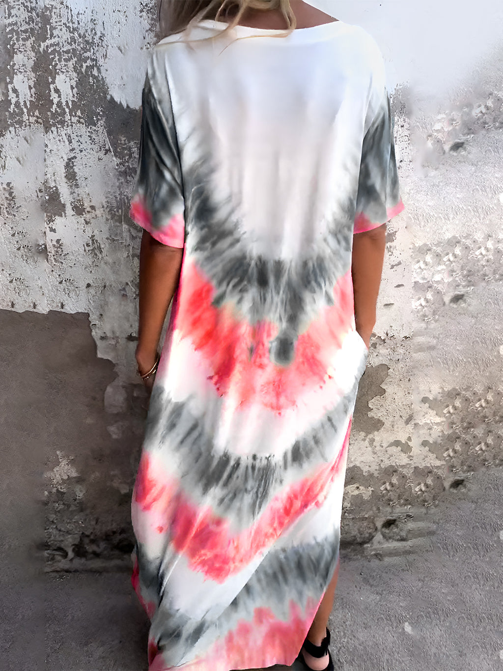 Tie-Dye Short Sleeve Lounge Maxi Dress