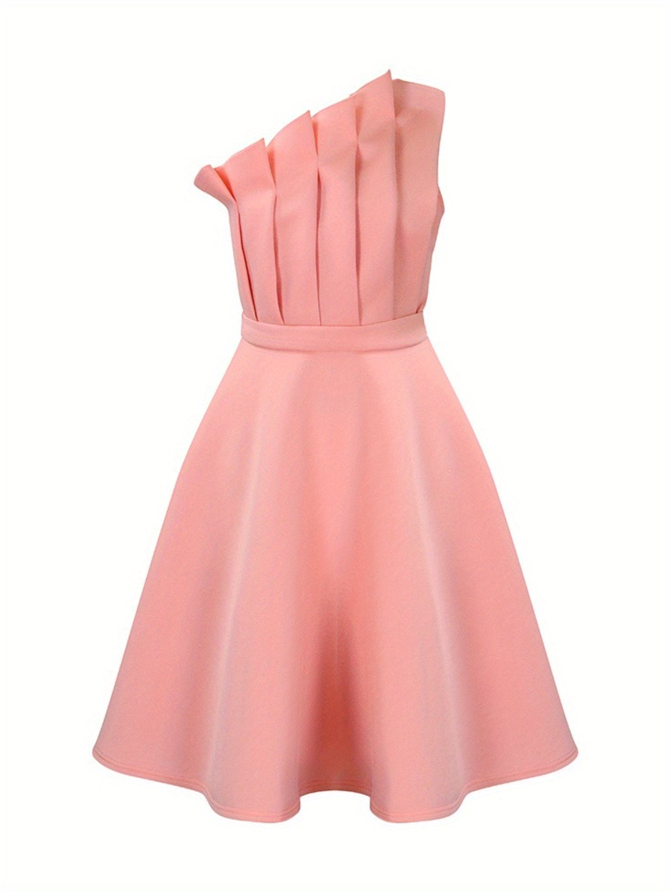 Pleated High-Waisted Bridesmaid Dress