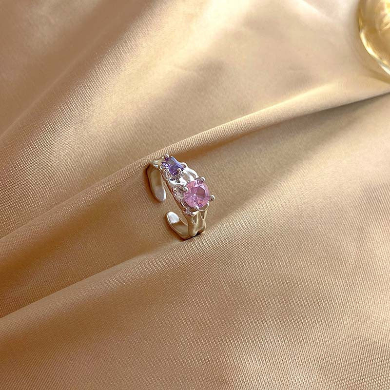 Pink & Purple Stone Gold Ring