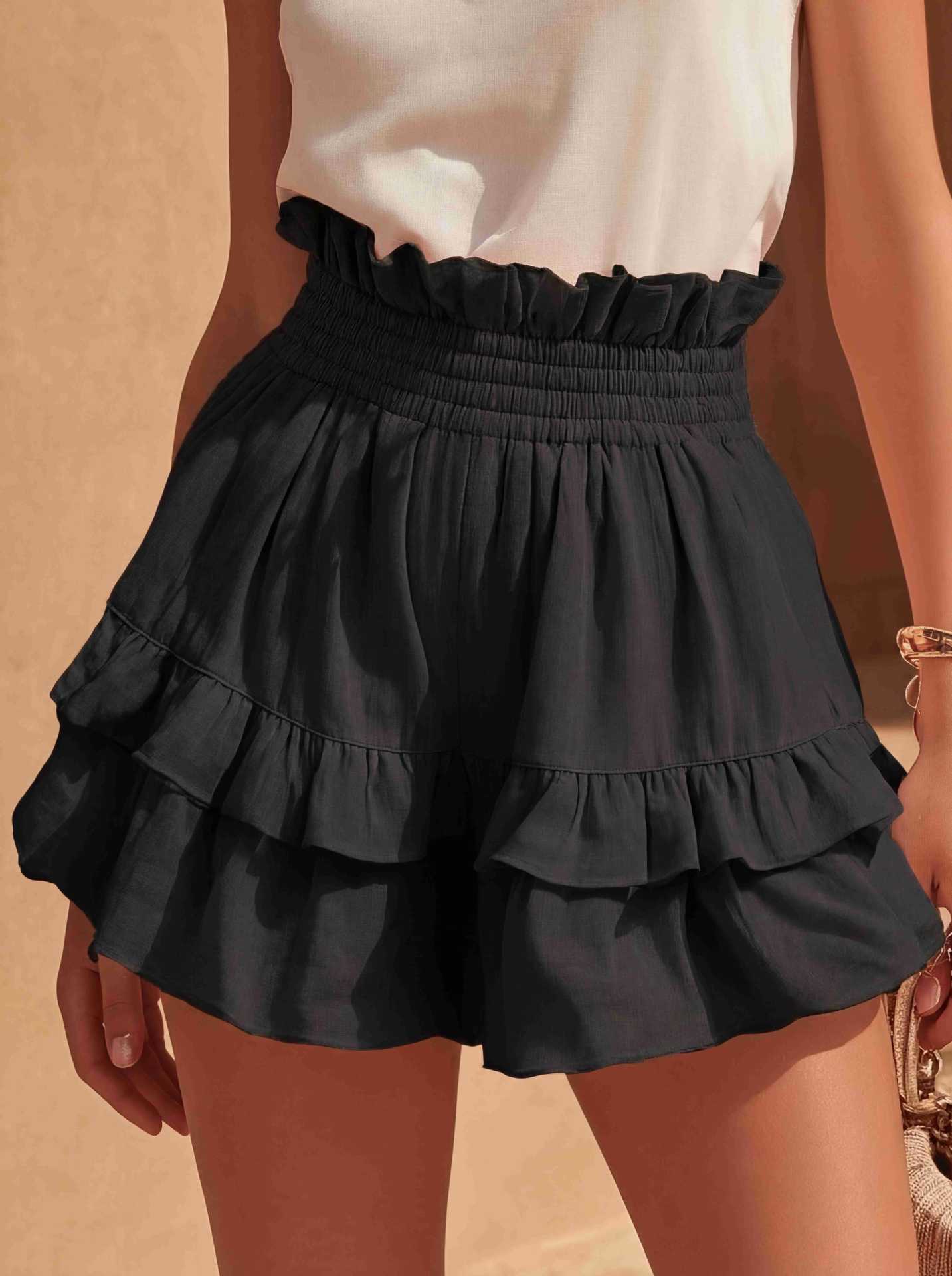 Ruffled Petticoat Shorts Black CJ Dropshipping Ruffled Petticoat Shorts