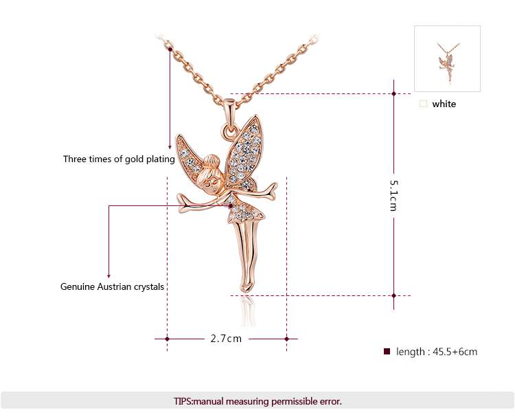 Crystal Fairy Necklace in 18K Rose Gold