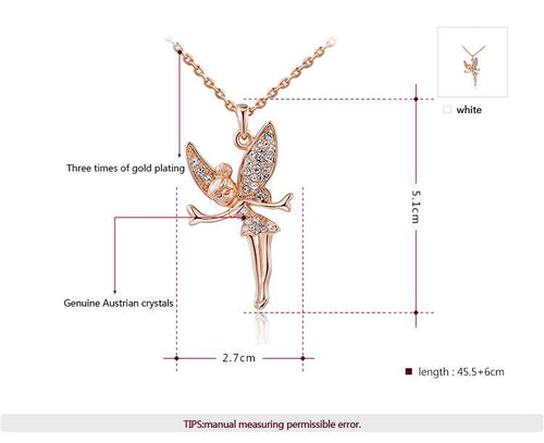 18K Rose Gold Crystal Fairy Necklace