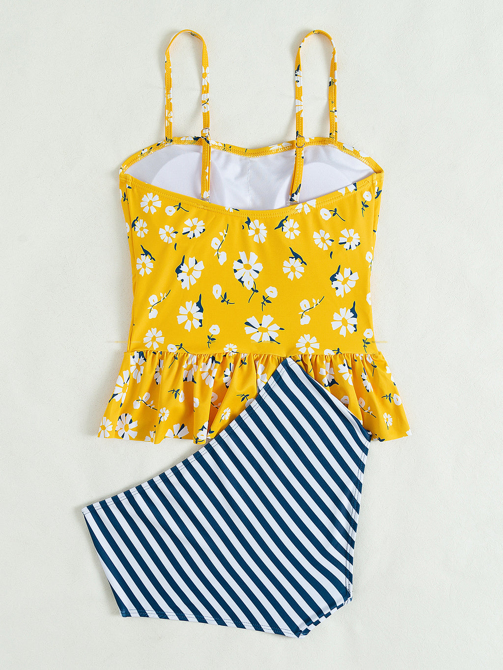 Yellow Flower Striped Tankini