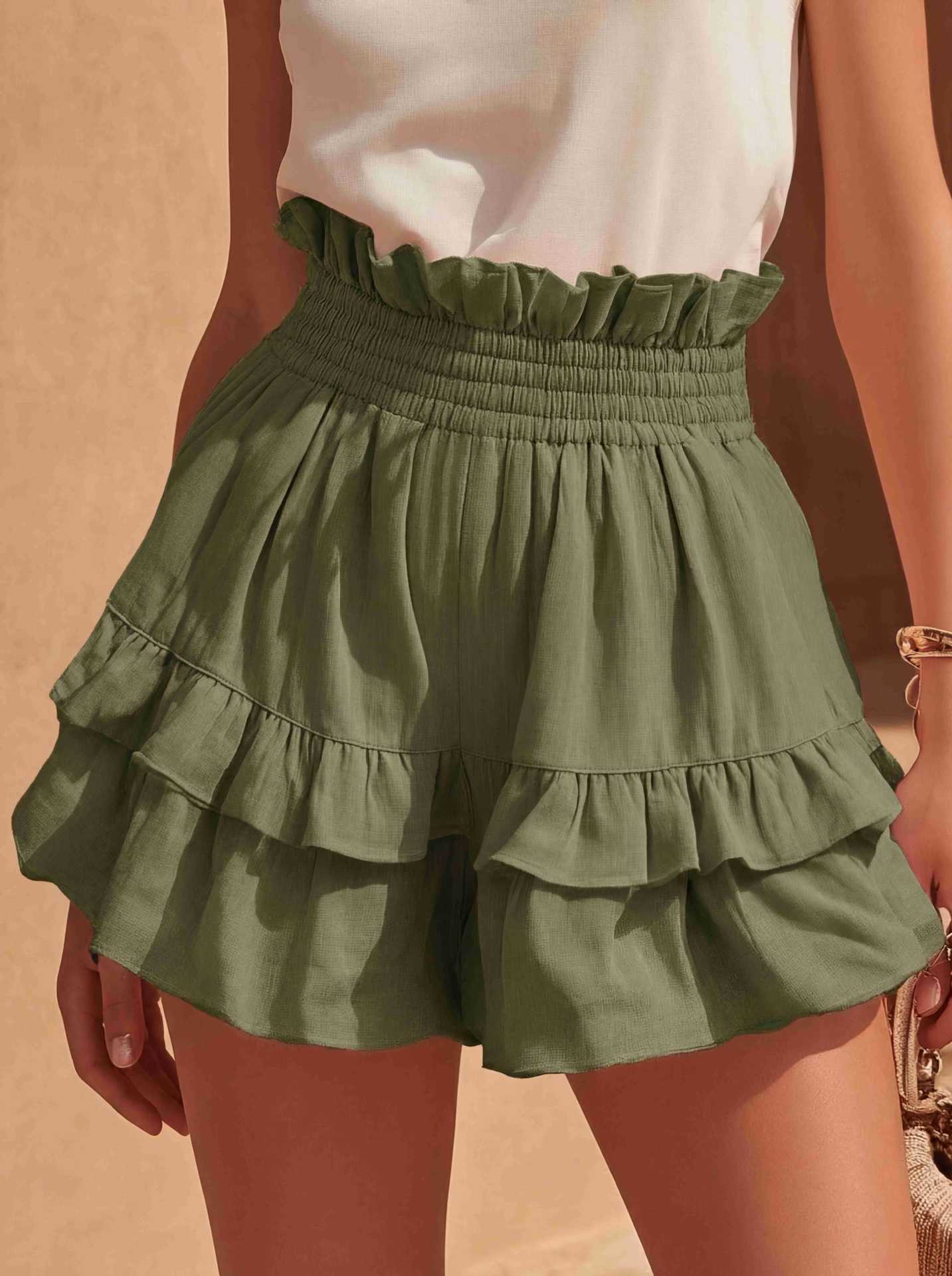 Ruffled Petticoat Shorts Army Green CJ Dropshipping Ruffled Petticoat Shorts