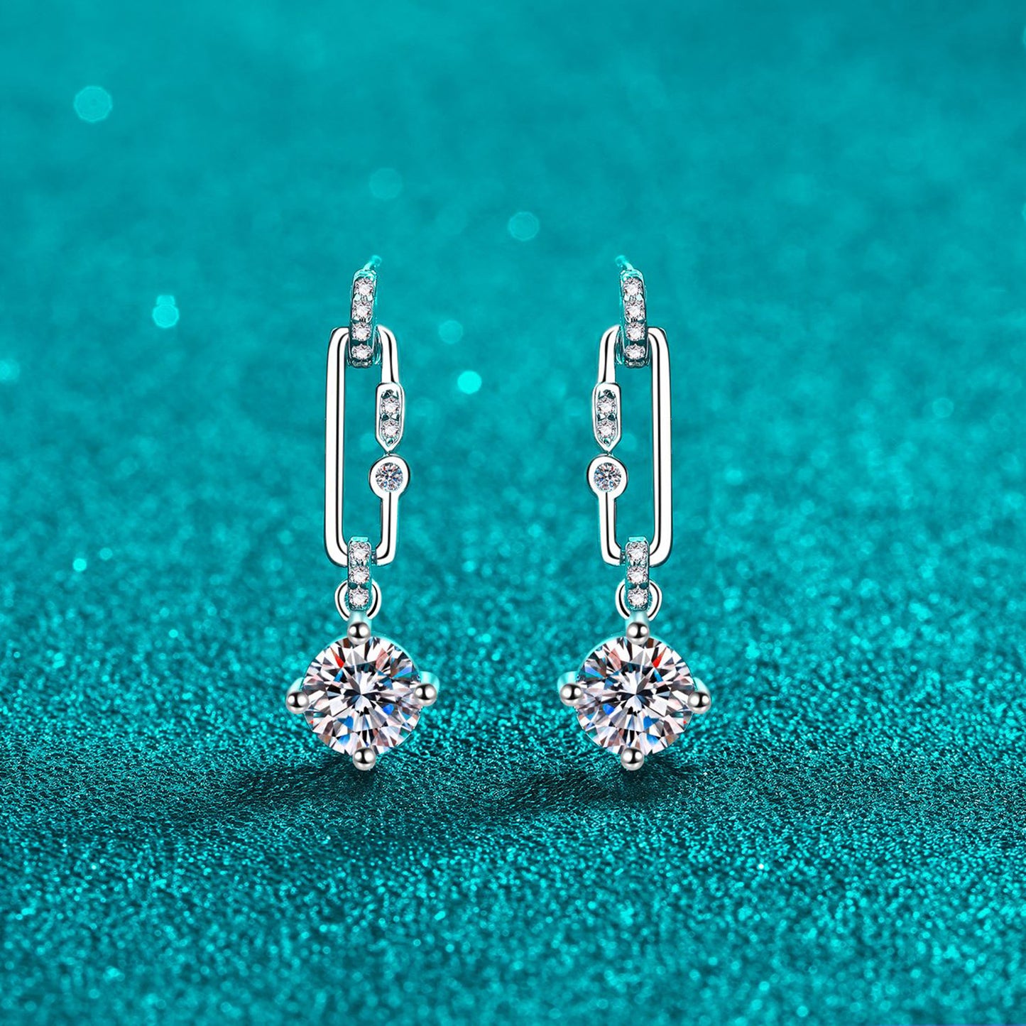 2 Carat Moissanite Silver Dangle Earrings