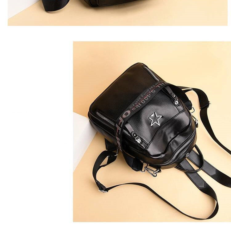Soft Leather Trendy Star Backpack