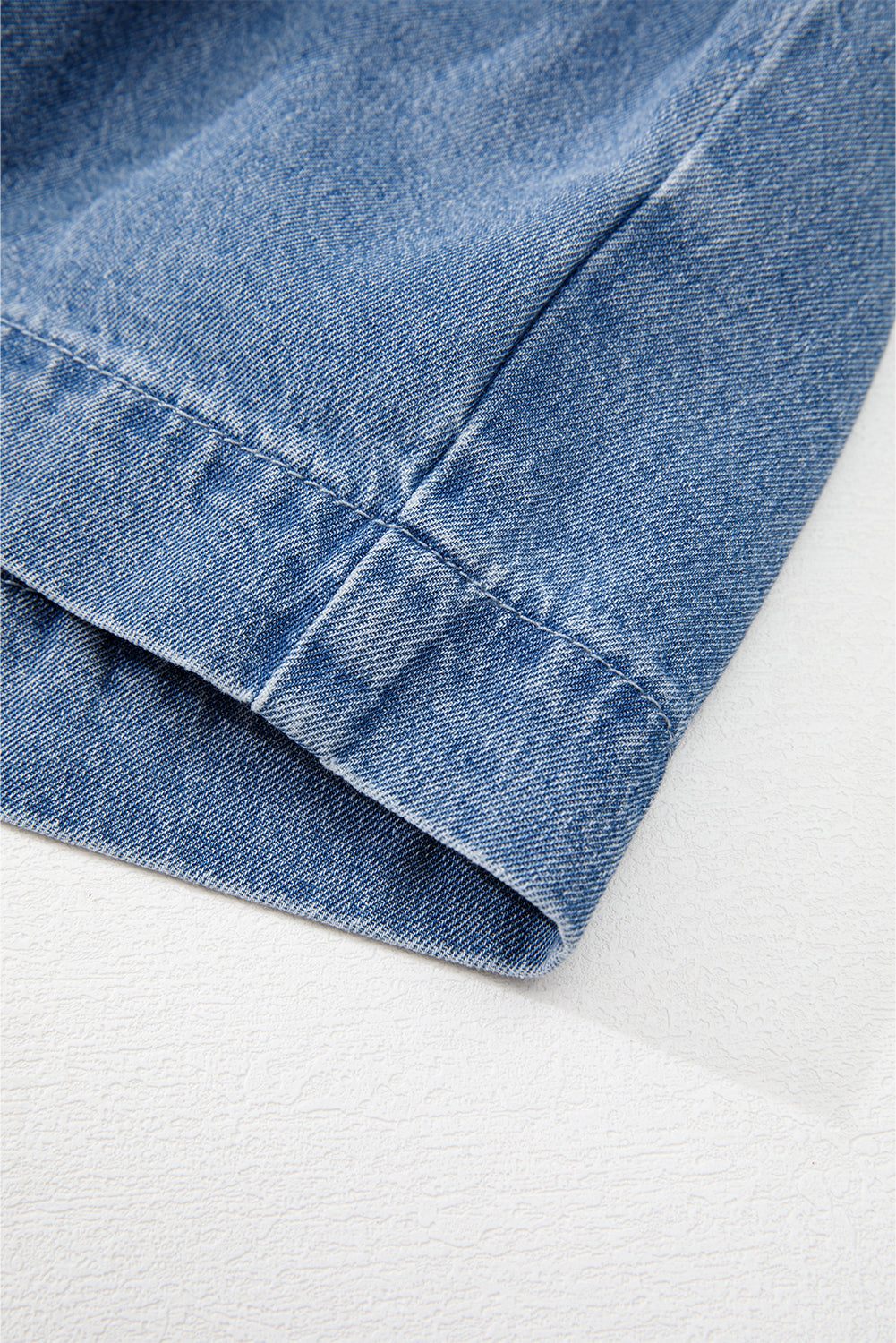 Blue Bow Front Bubble Sleeve Peplum Denim Shirt