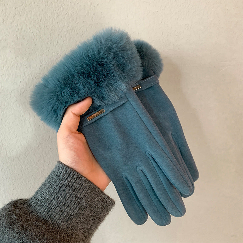 Women's Touch Screen Warm Furry Winter Fleece-lined Gloves