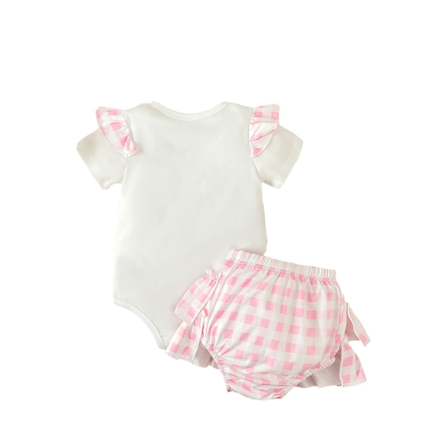 Baby Pink Plaid Short Skirt 3pc Set