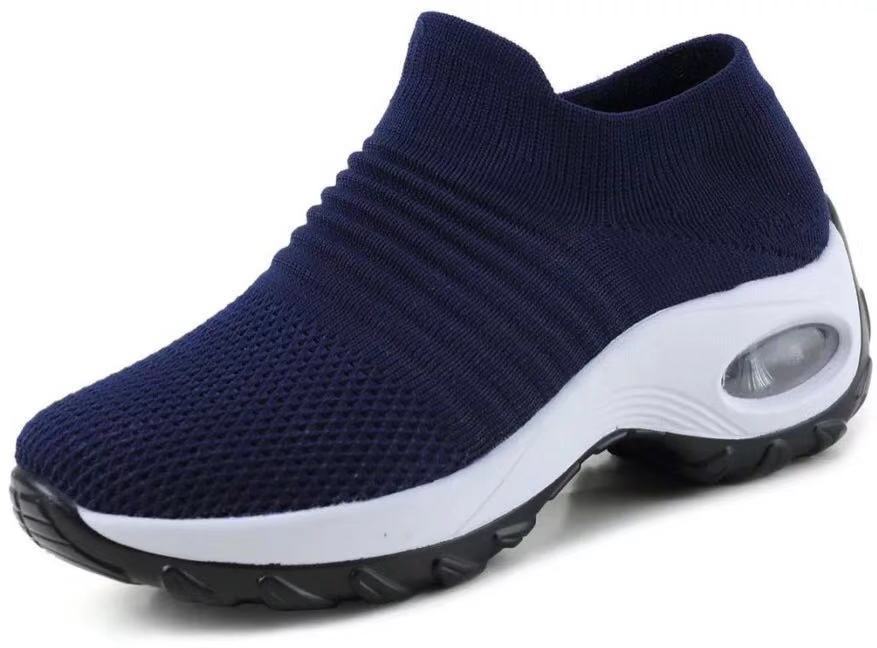 Navy Breathable Slip On Knit Walking Shoes