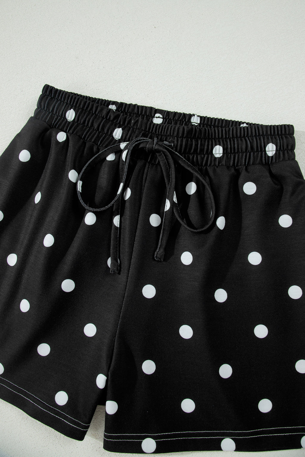 Women’s Polka Dot Shorts Set – Exposed Seam Tee & Drawstring Shorts Outfit Dear-Lover Dropshipping Two Piece Sets/Short Sets