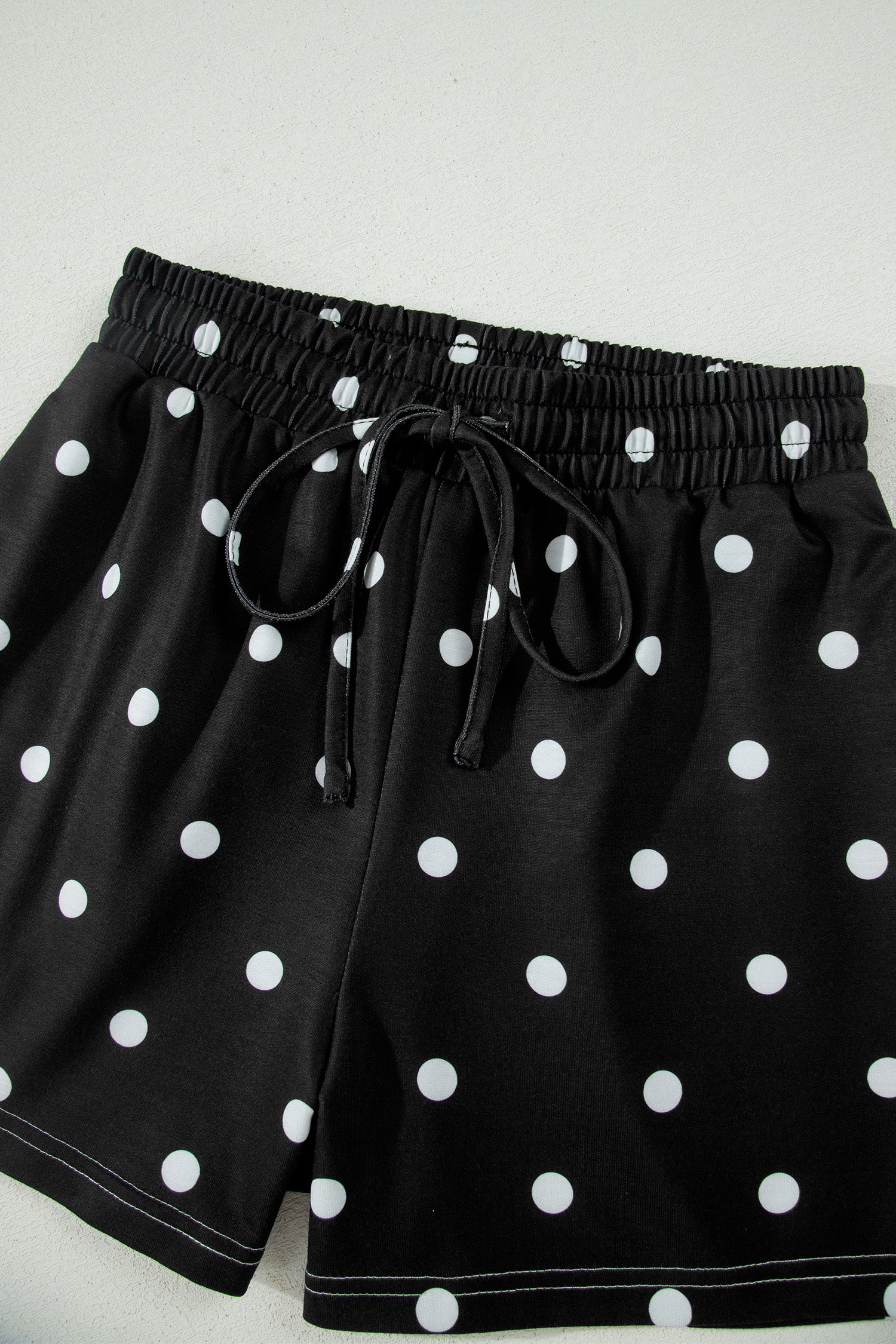 Women’s Polka Dot Shorts Set – Exposed Seam Tee & Drawstring Shorts Outfit Dear-Lover Dropshipping Two Piece Sets/Short Sets