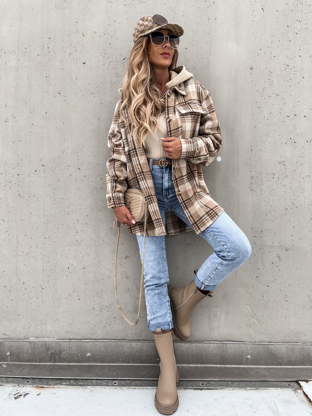 Plaid Wool Hooded Shacket