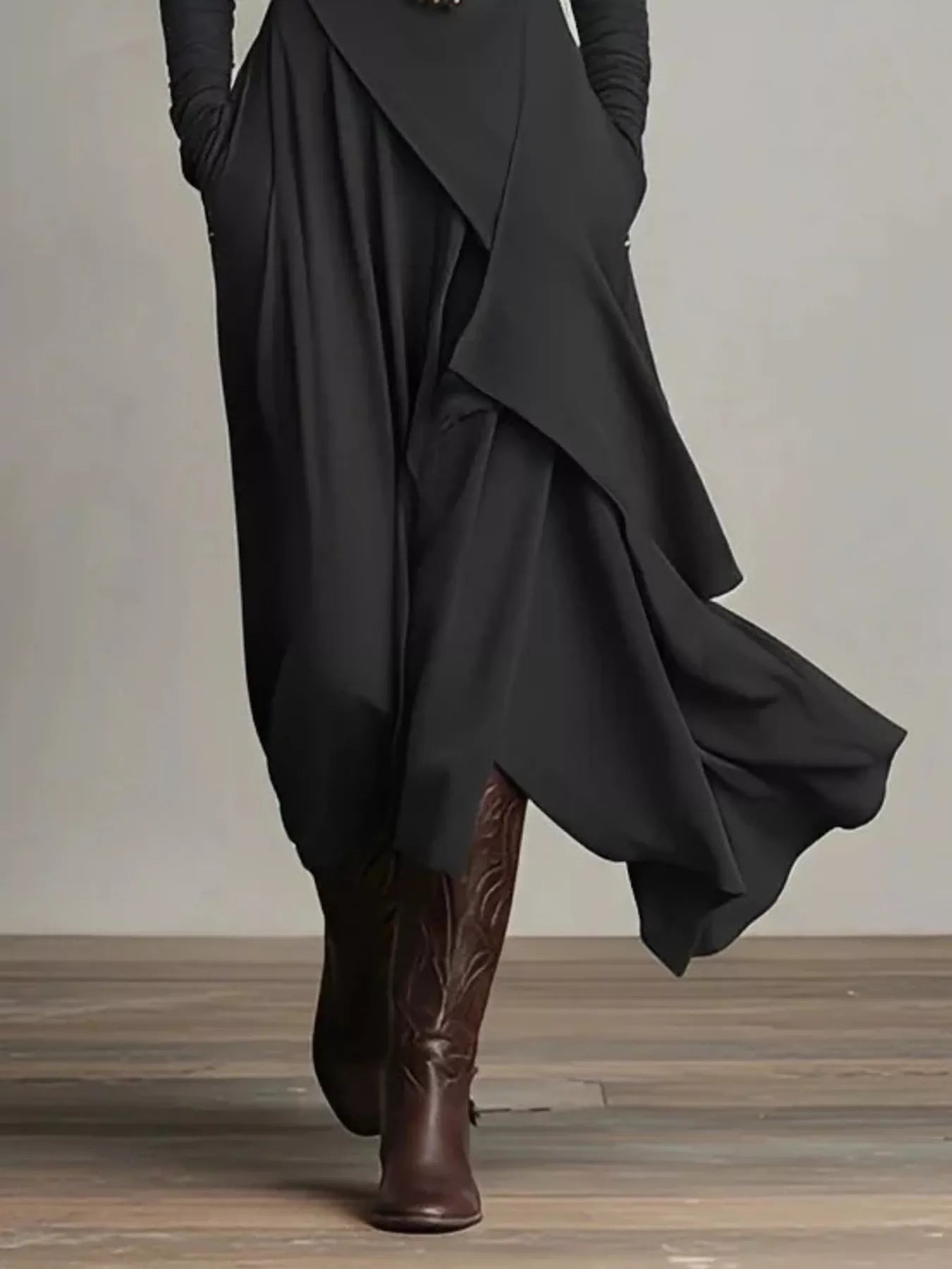 Full Size Turtleneck Asymmetrical Hem Maxi Dress Plus Size Bazaare Mart Turtleneck Asymmetrical Hem Maxi Dress