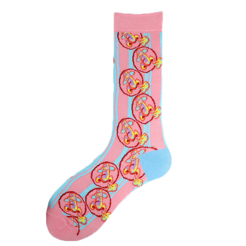Men's Mid-Calf Colorful Jacquard Socks