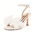 Lace Bow Heels White Bazaare Mart Lace Bow Heels