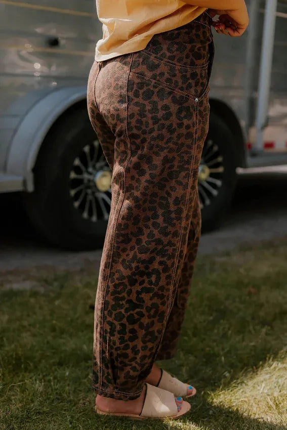 Brown Leopard Print Jeans - Bazaare Mart