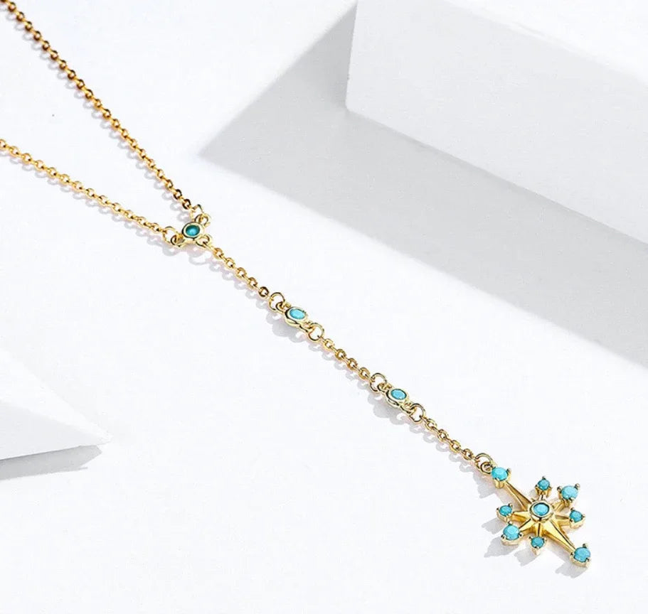Blue Star Y Necklace - Bazaare Mart