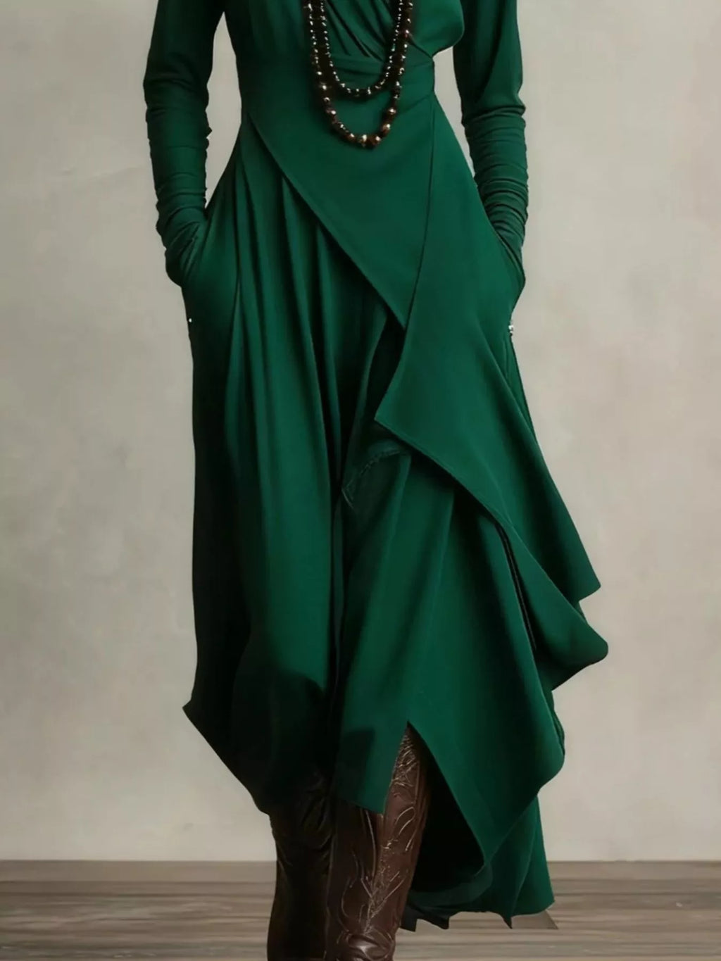 Full Size Turtleneck Asymmetrical Hem Maxi Dress Plus Size Bazaare Mart Turtleneck Asymmetrical Hem Maxi Dress