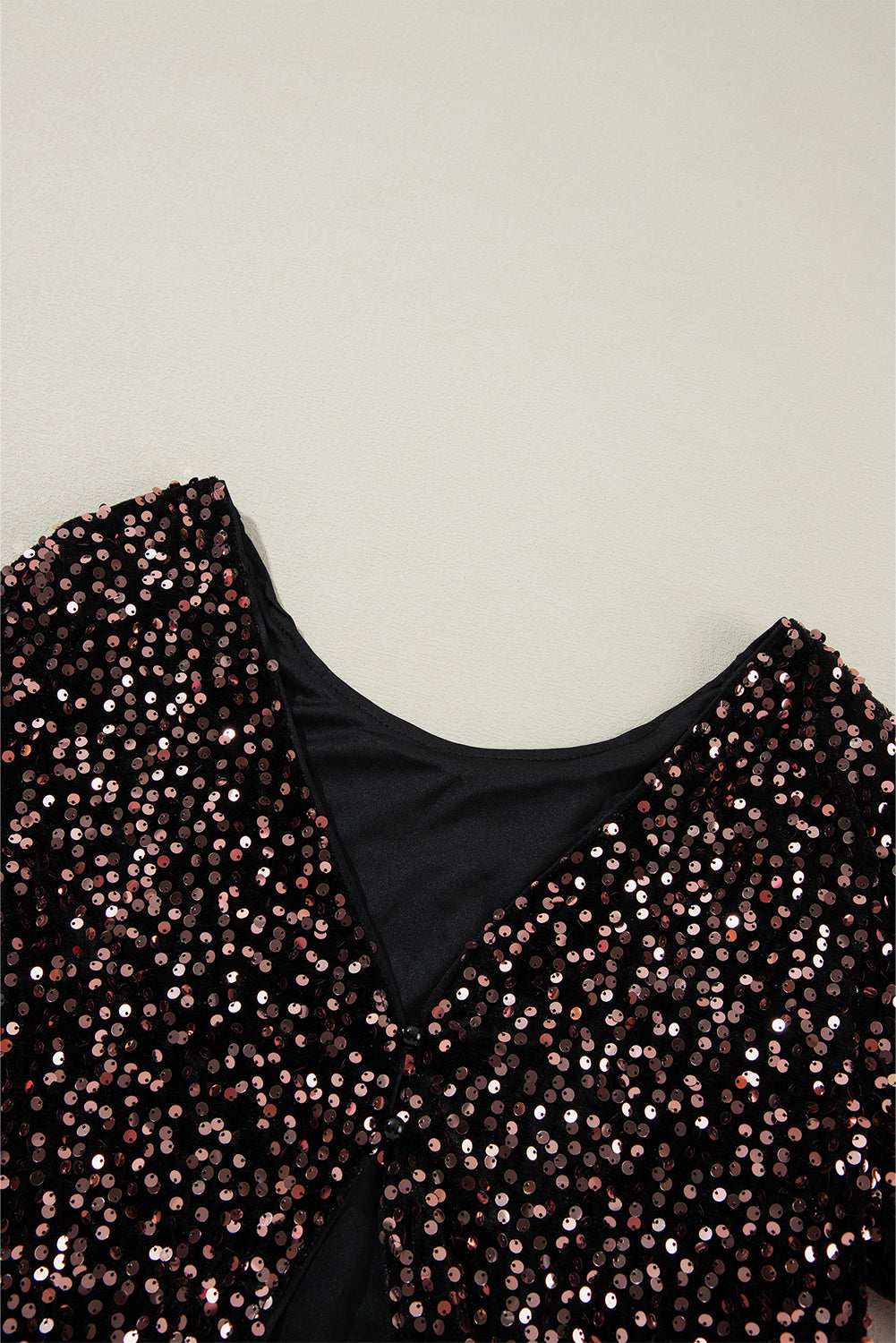 Chicory Coffee Sequin Long Sleeve Cutout Back Top