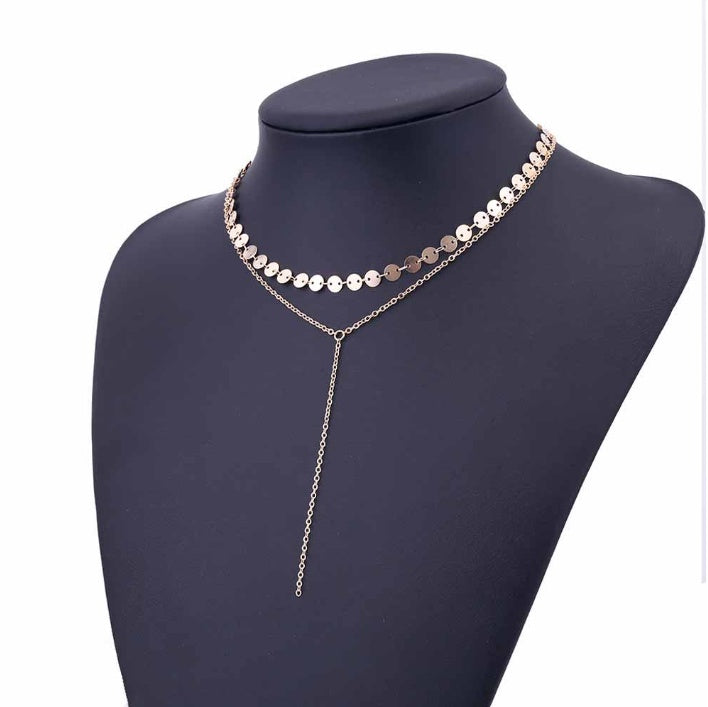 Three Layer Lariat Y Choker Necklace