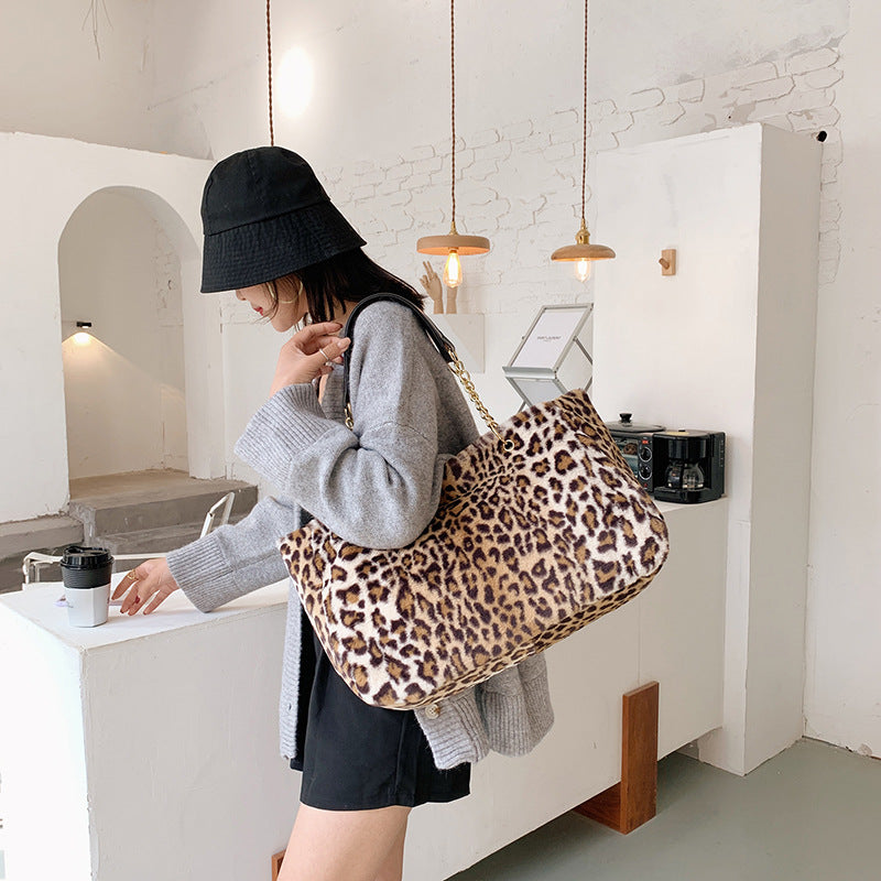 Ladies Large Capacity Plush Faux Fur Tote Bag