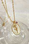 Birth Flower Shell Necklace February-Iris One Size Trendsi Flower Shell Pendant Copper Necklace