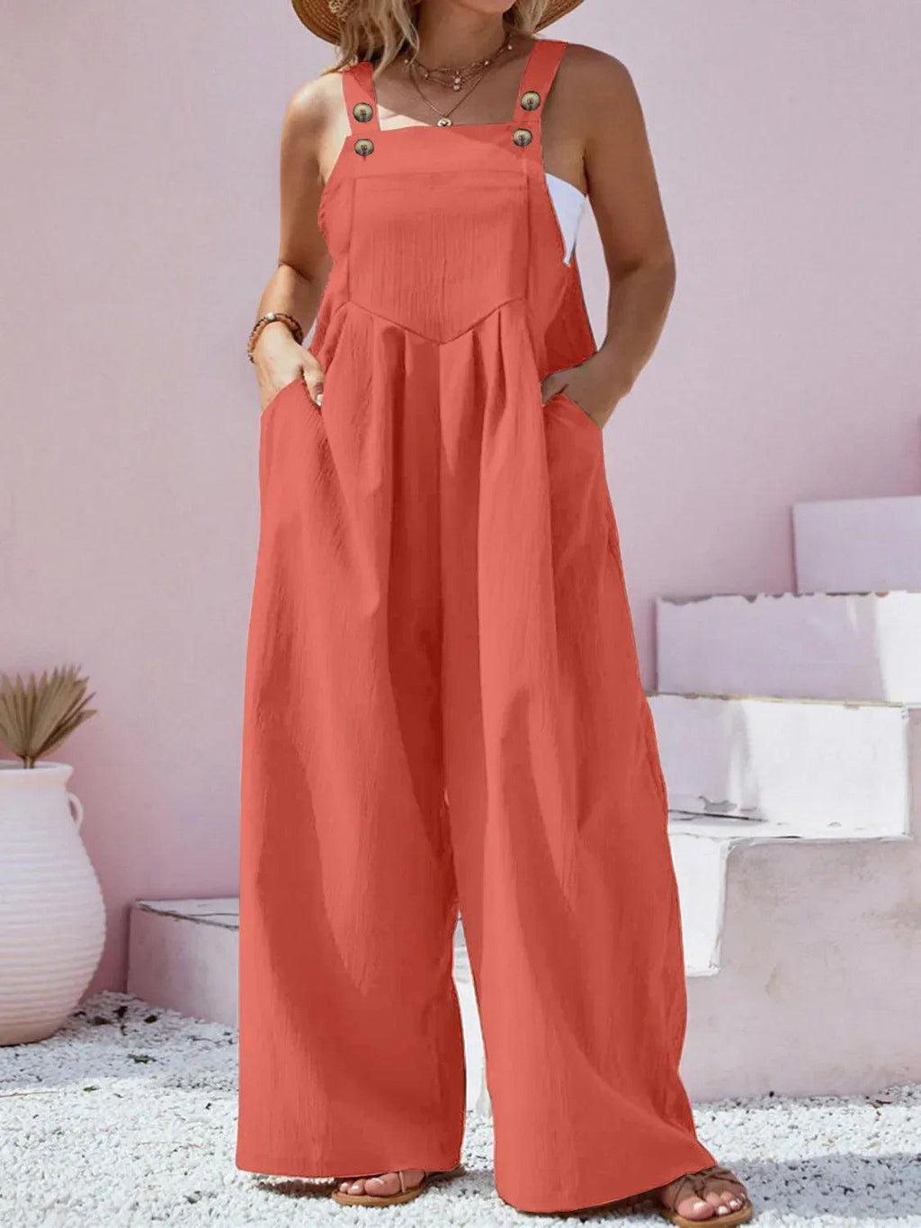 Wide Leg Overalls Orange Bazaare Mart Plus Size Overalls