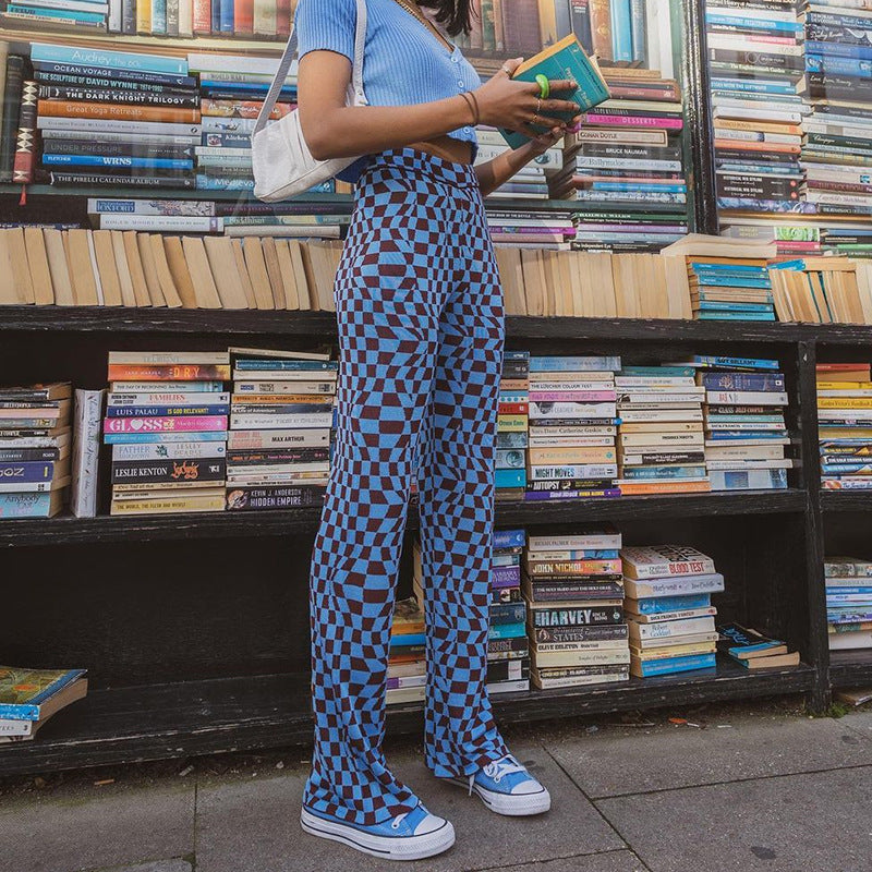 Blue and Brown Checkered Pants