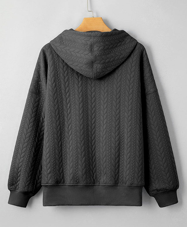 Twist Texture Solid Color Casual Hoodie Sweater