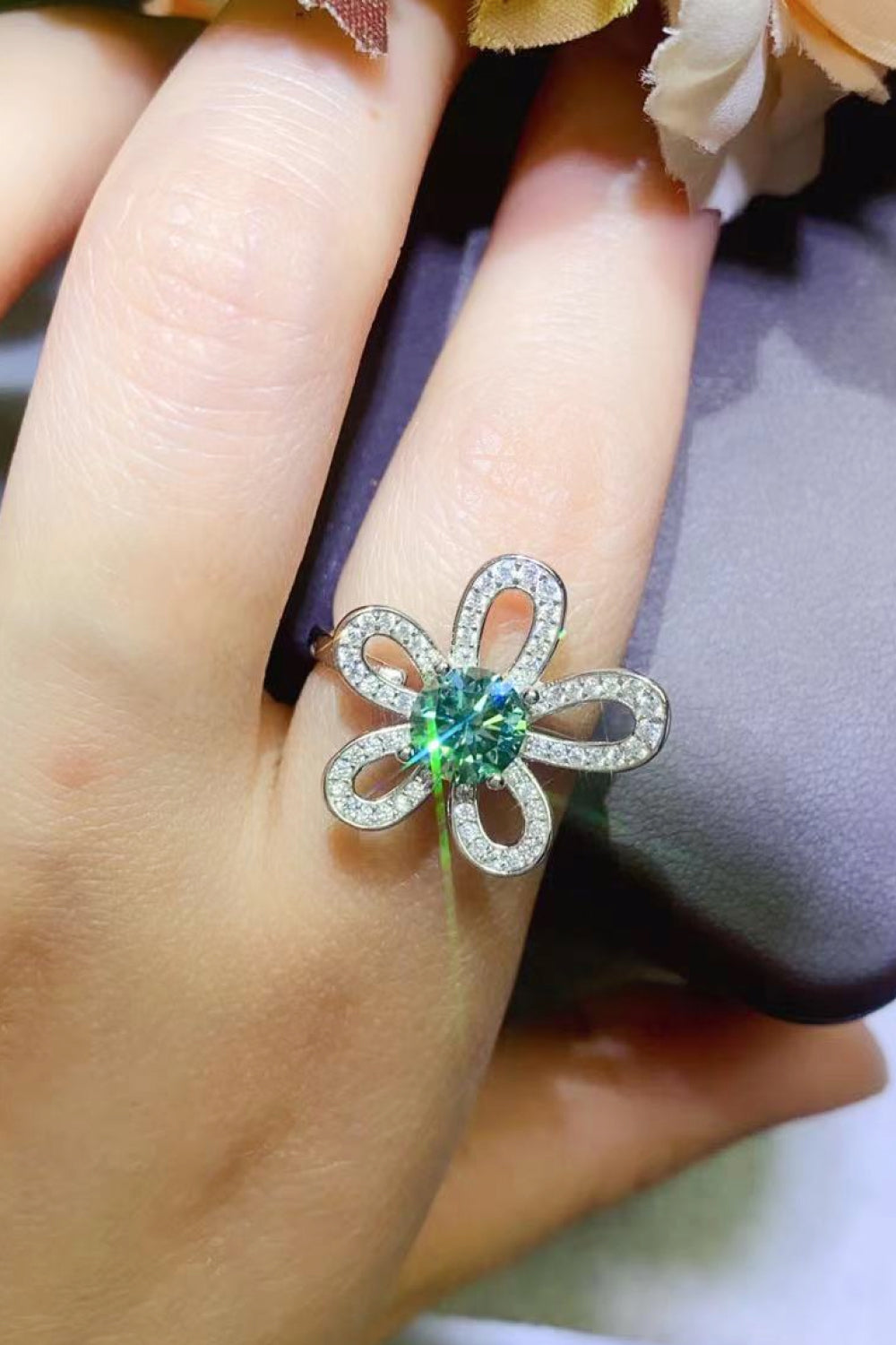 Moissanite Flower Shaped Ring