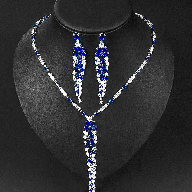 Dazzling Floral Cascade Necklace & Earring Set